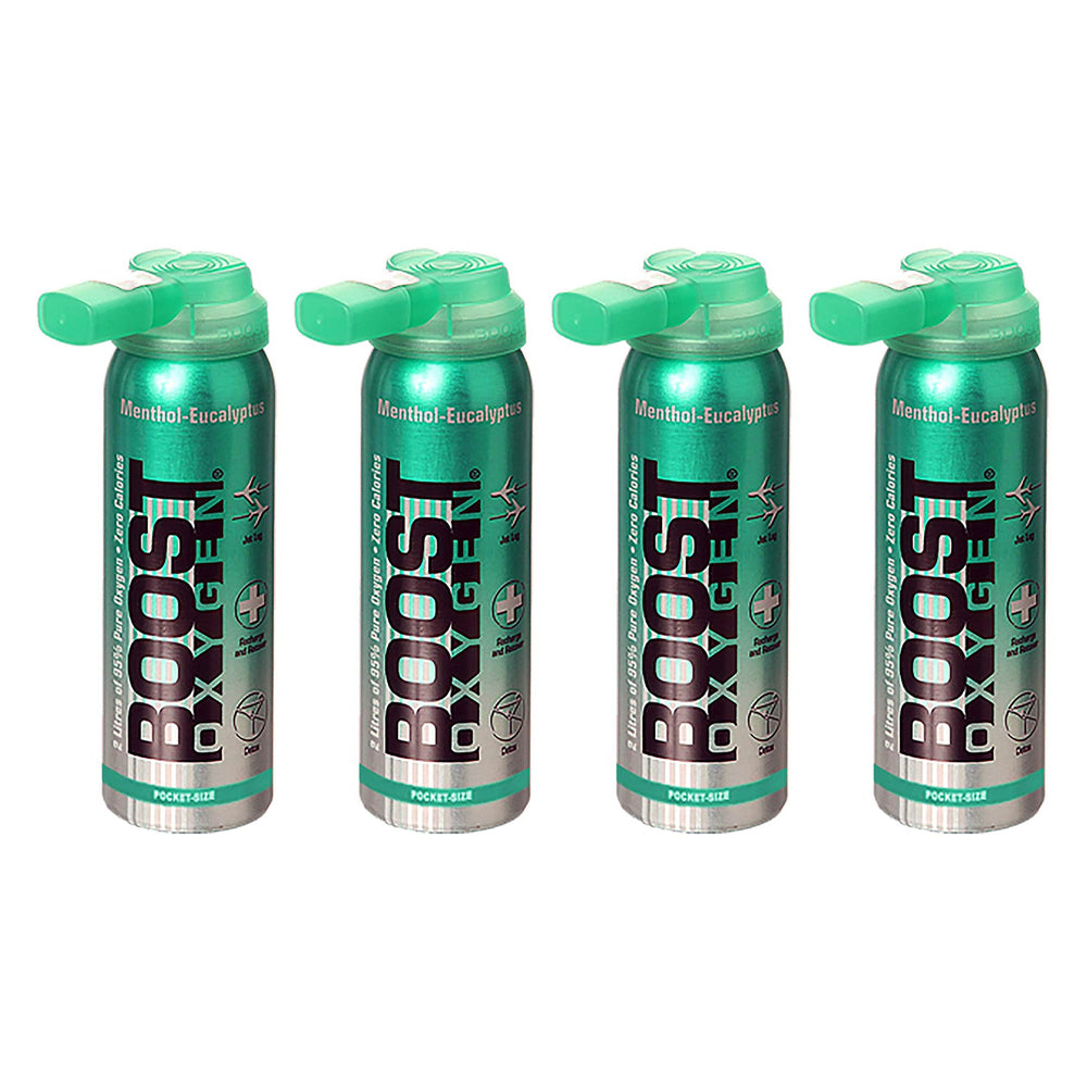 Boost Oxygen Canned 2-Liter Natural Oxygen Canister, Menthol Eucalyptus (4 Pack)