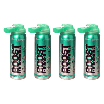 Boost Oxygen Canned 2-Liter Natural Oxygen Canister, Menthol Eucalyptus (4 Pack)