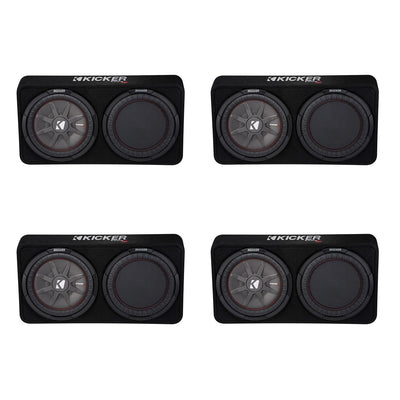 Kicker 1000W Dual 12" 2-Ohm Slim Shallow Subwoofer Sealed Enclosure (4 Pack)