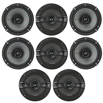 KICKER 44KSC6504 KS Series 6.5 Inch 4 Ohm Coaxial Car Audio Speakers (8 Pack)