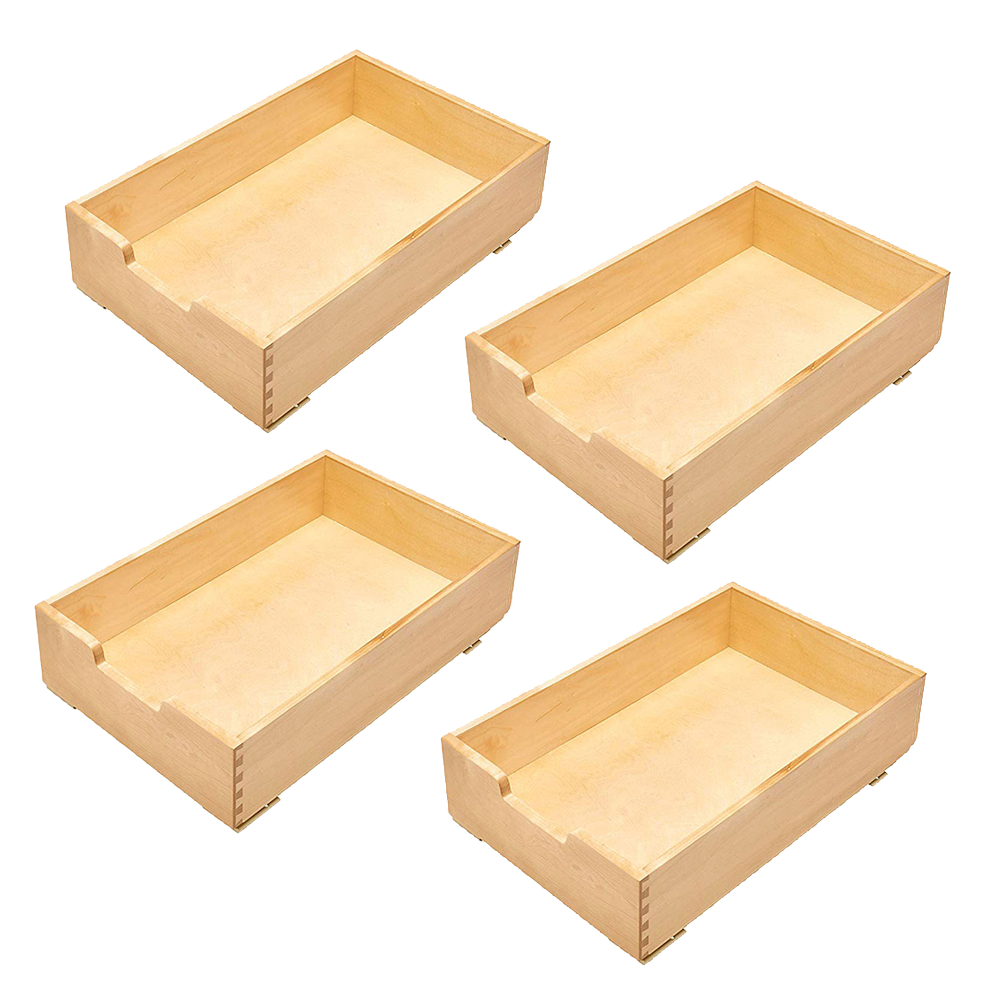 Rev-A-Shelf 4WDB-15 14-Inch Wood Base Cabinet Pull Out Drawer, Natural (4 Pack)
