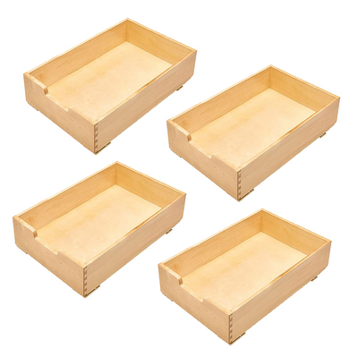 Rev-A-Shelf 4WDB-15 14-Inch Wood Base Cabinet Pull Out Drawer, Natural (4 Pack)