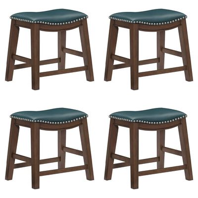 Homelegance 18" Dining Height Wooden Saddle Seat Barstool, Green Brown (4 Pack)