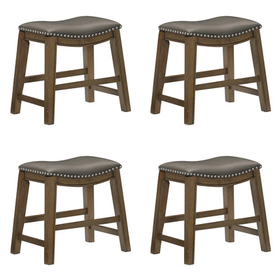 Homelegance 18" Dining Height Wooden Saddle Seat Barstool, Gray Brown (4 Pack) - VMInnovations
