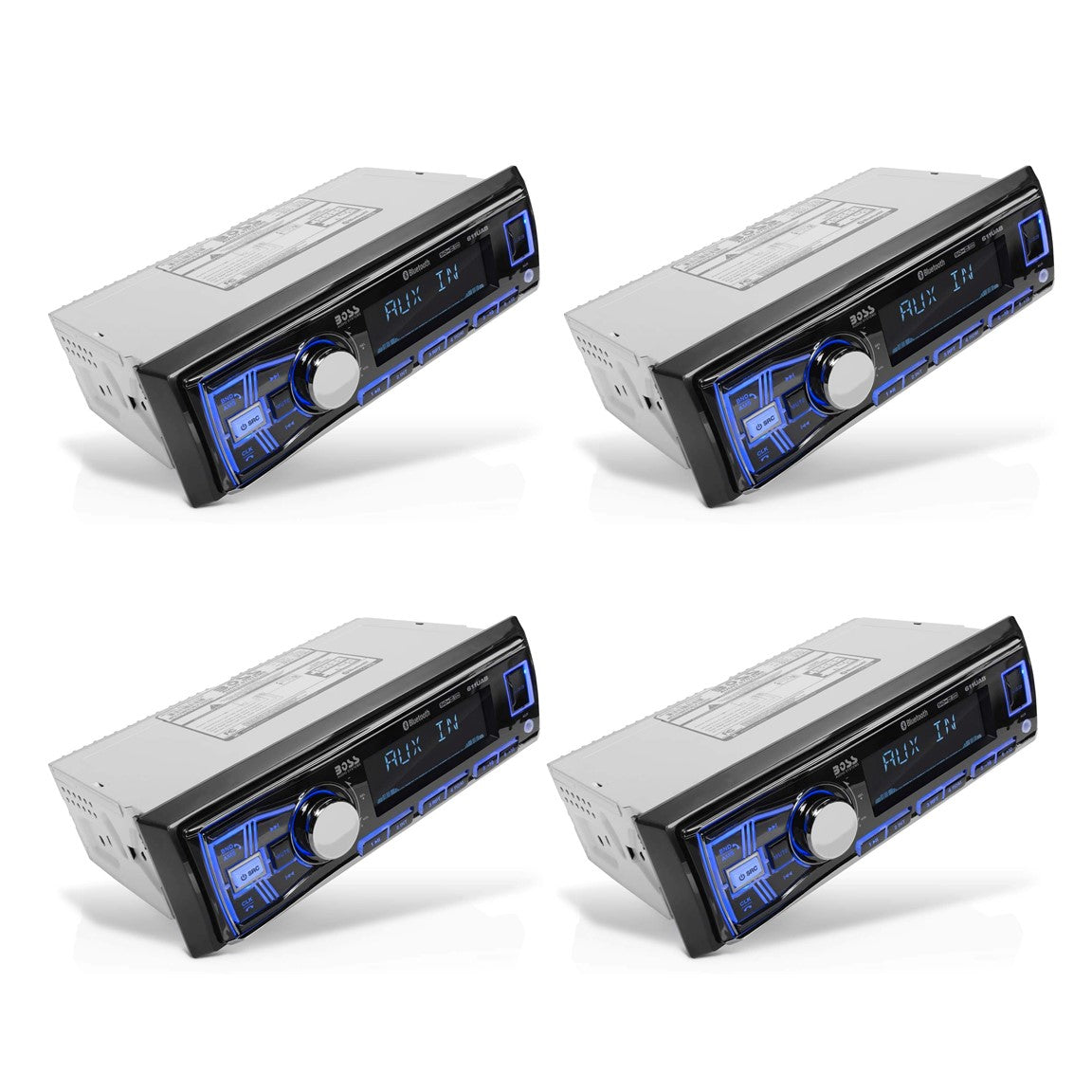 Boss 611UAB Single Din USB/SD AUX Bluetooth Radio Car Stereo Receiver (4 Pack)