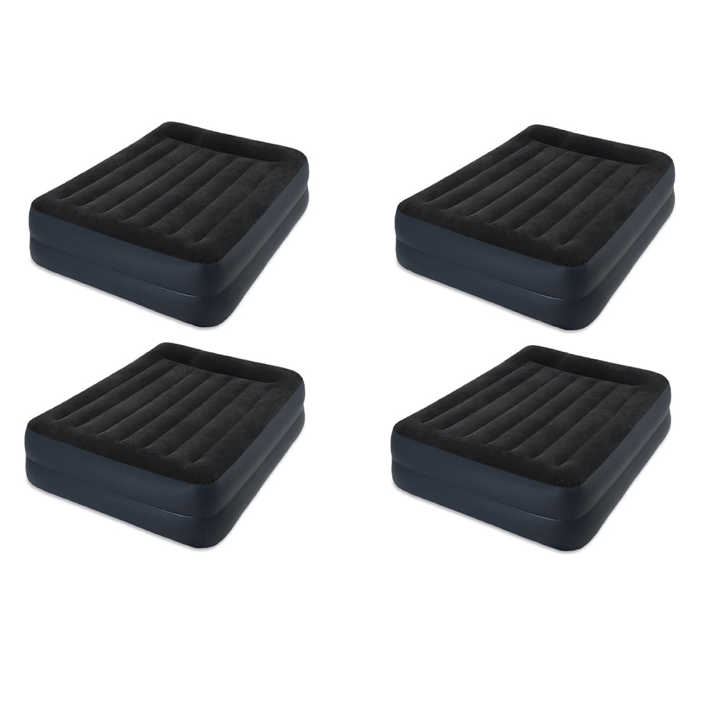 Intex Raised Fiber Tech Air Mattress Bed with Built In Pump, Queen (4 Pack)