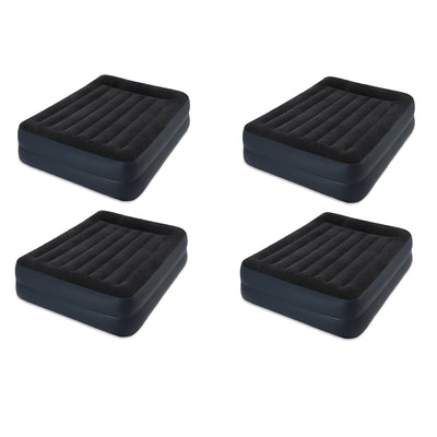 Intex Raised Fiber Tech Air Mattress Bed with Built In Pump, Queen (4 Pack)