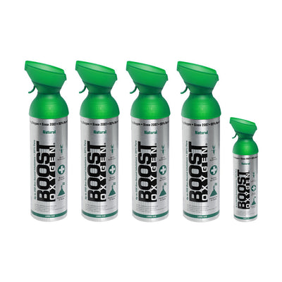 Boost Oxygen 10 & 2 Liter Portable Canned Oxygen Canister Tester Kit (5 Pack) - VMInnovations