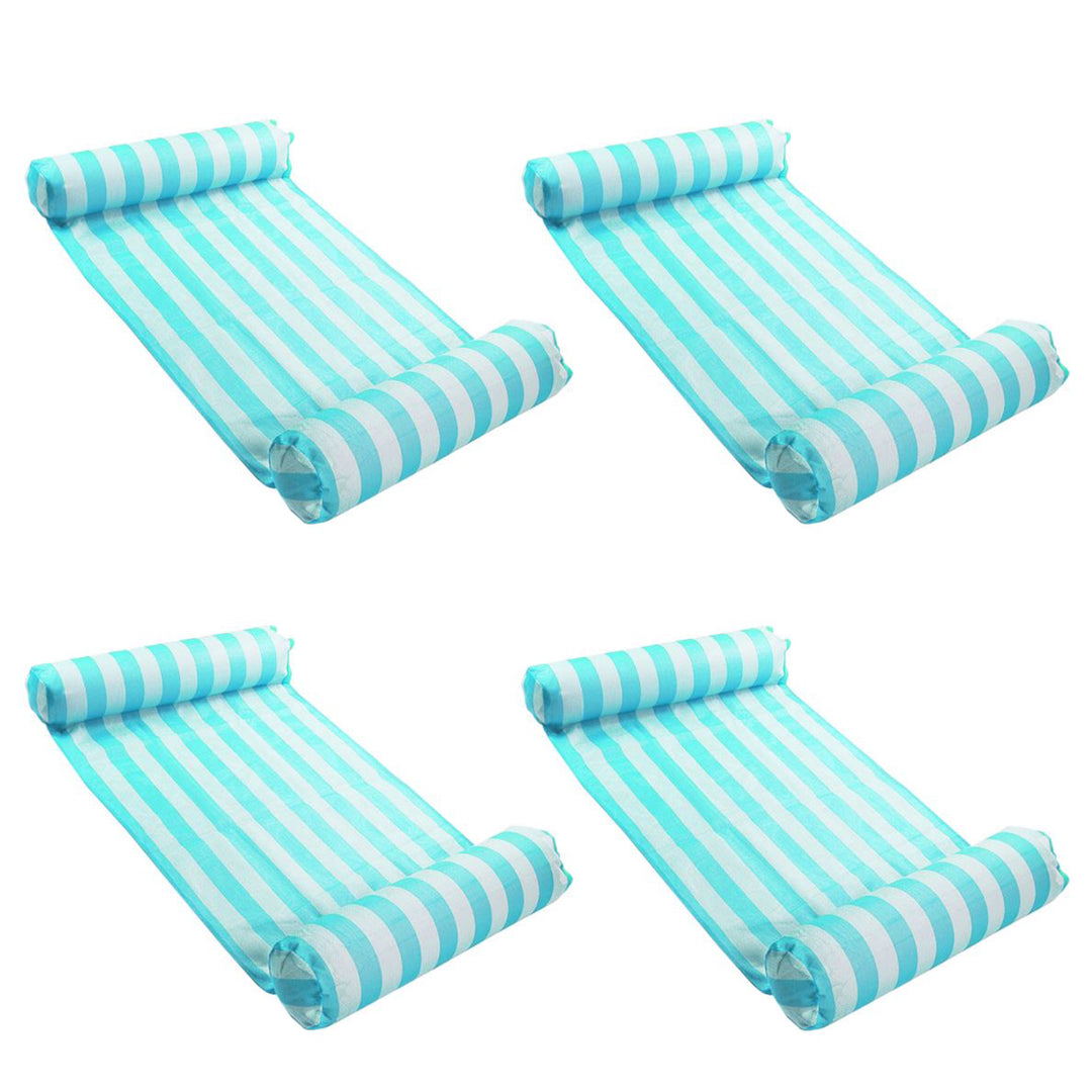 Magic Time International Inflatable Striped Hammock Pool Float, Teal (4 Pack)