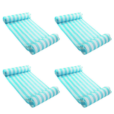 Magic Time International Inflatable Striped Hammock Pool Float, Teal (4 Pack) - VMInnovations