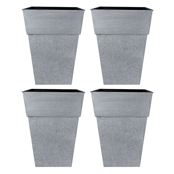 The HC Companies Avino 16-Inch Square Resin Planter Pot, Oxidized Black (4 Pack)