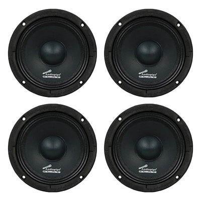 Audiopipe 250W 6.5-inch Flat Mount APMB Series Midrange Driver Speaker (4 Pack)