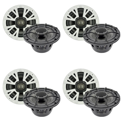 Audiopipe 500 Watt Max 8 Inch Marine Coaxial Car Speakers, Pair, Black (4 Pack)