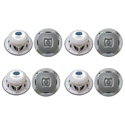 Lanzar 5.25 Inch 400W 2 Way Marine/Boat Audio Stereo Speakers, Silver (8 Pack)