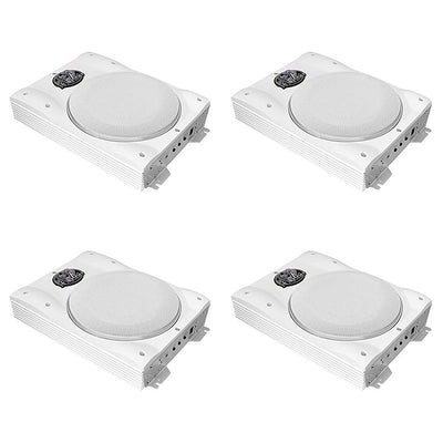Lanzar AQTB8 Waterproof 1000 W Amplified Marine Subwoofer System, White (4 Pack)