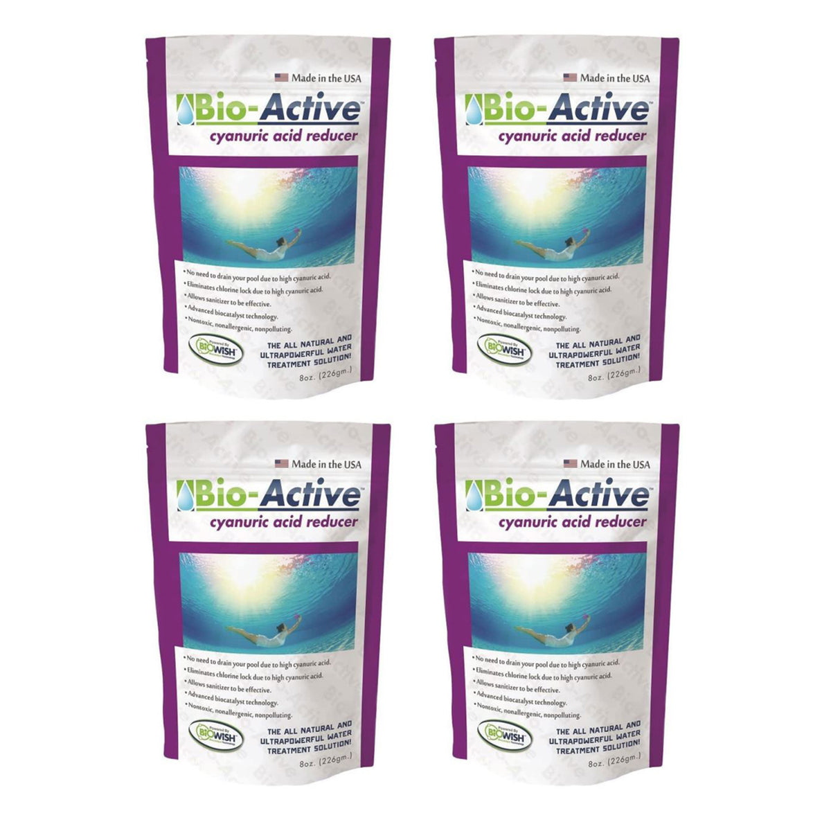 Bio-Active Non Polluting Cyanuric Acid Reducer Powder for Pools, 8 Ounces (4 Pk)