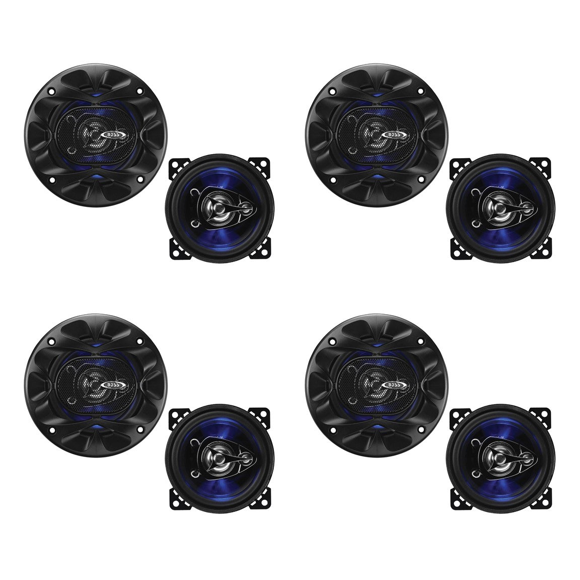 BOSS Audio BE423 Rage 4 Inch 3 Way 225 Watt Full Range Audio Speakers (8 Pack)