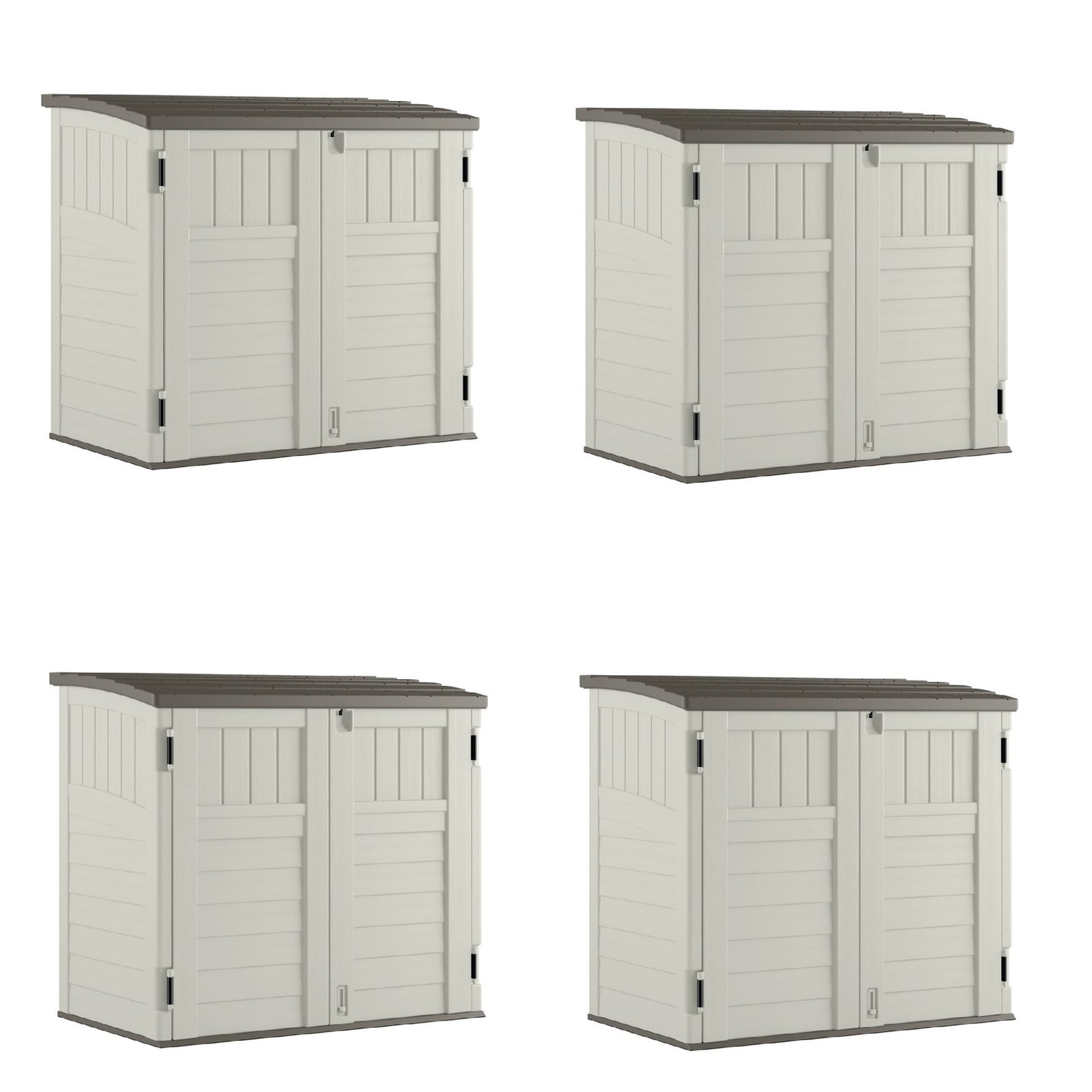 Suncast 34 Cubic Feet Horizontal Backyard Storage Stow Away Shed, Ivory (4 Pack) - VMInnovations