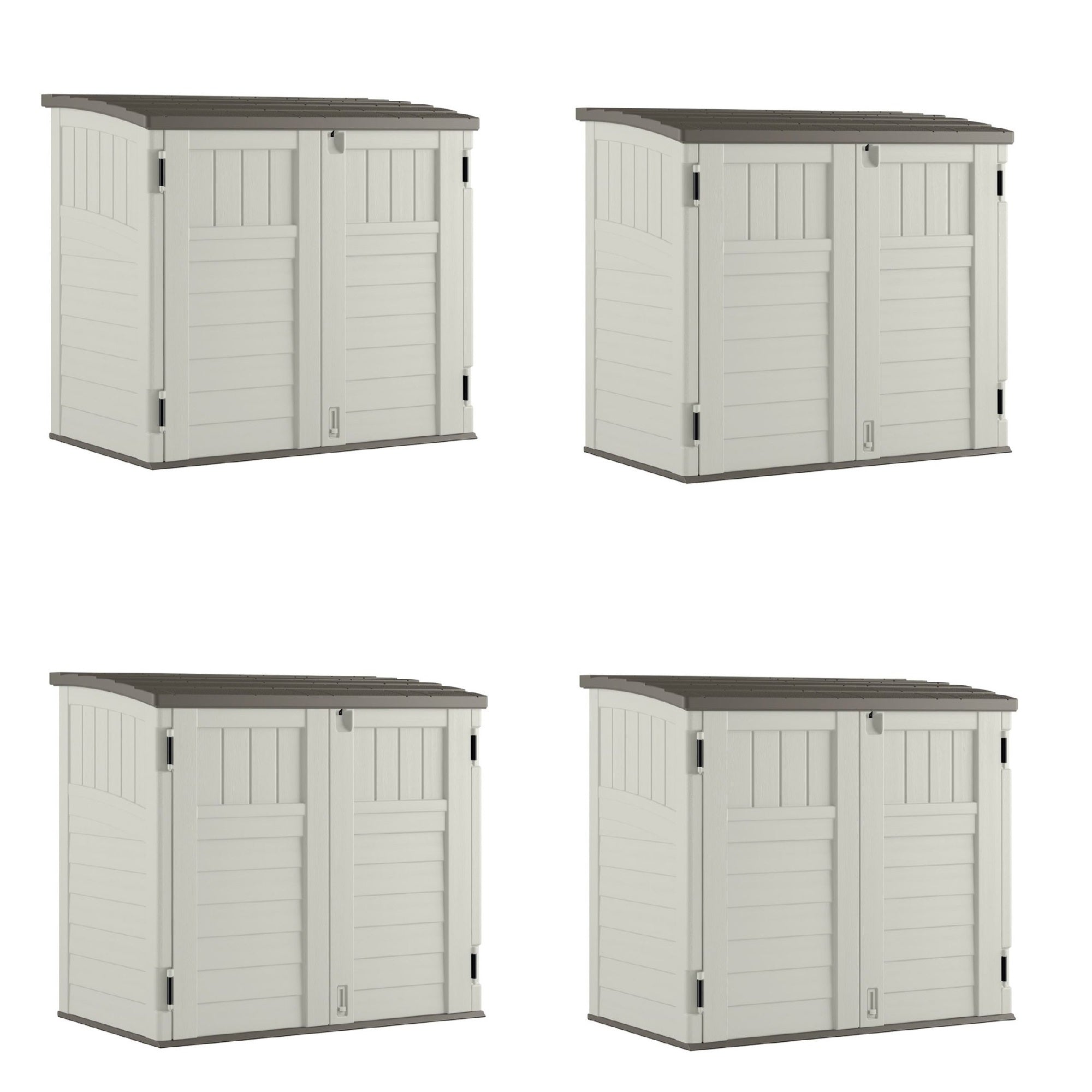Suncast 34 Cubic Feet Horizontal Backyard Storage Stow Away Shed, Ivory (4 Pack) - VMInnovations
