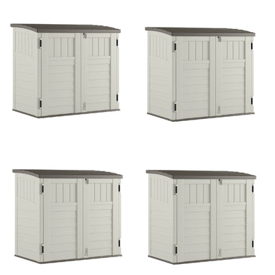 Suncast 34 Cubic Feet Horizontal Backyard Storage Stow Away Shed, Ivory (4 Pack) - VMInnovations