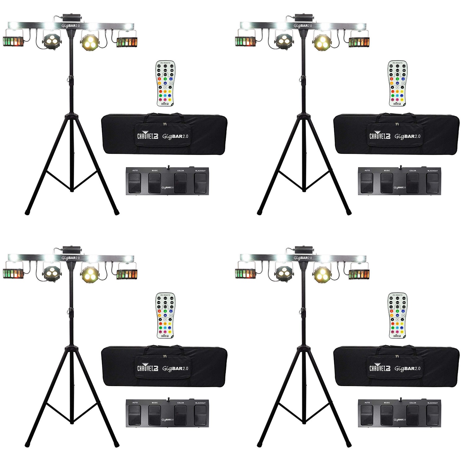 Chauvet DJ LED 2.0 Light FX System + Tripod+Remote+Footswitch+Bag (4 Pack)