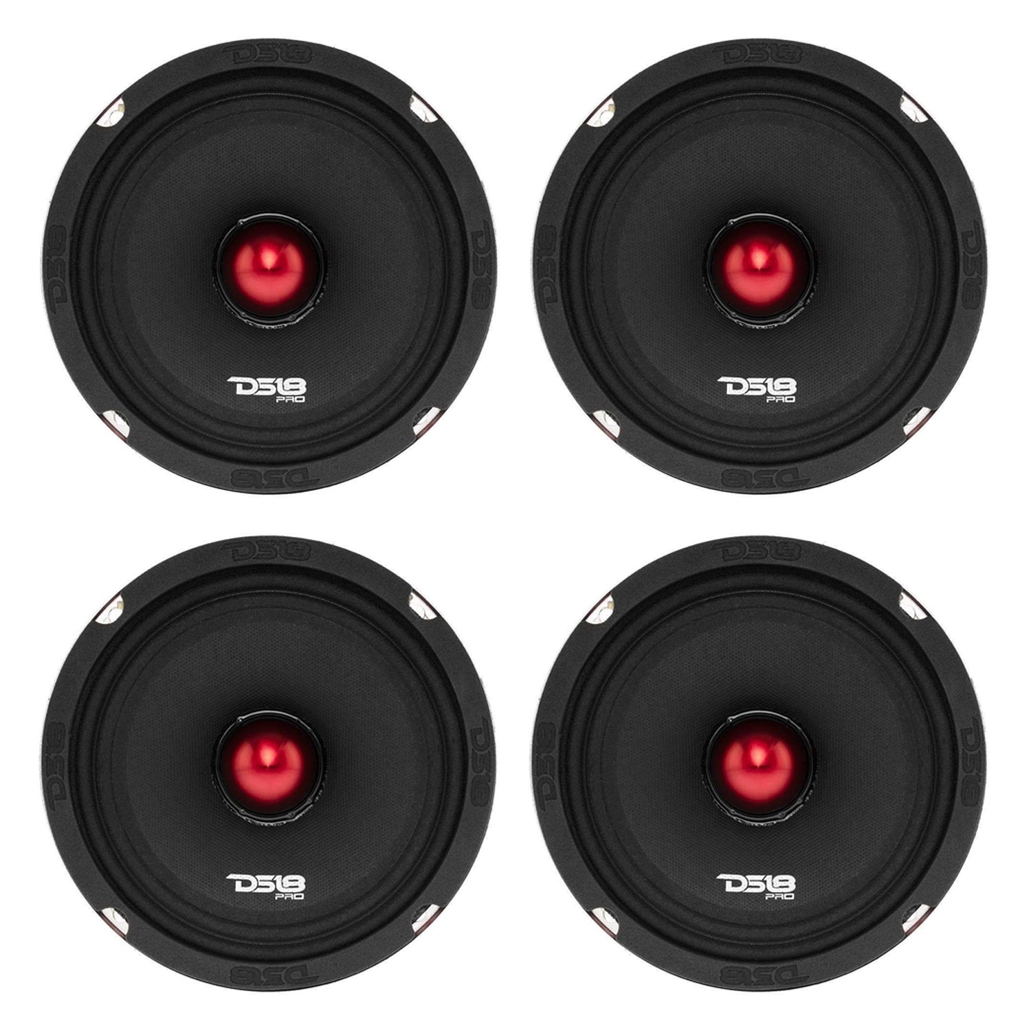 DS18 DS18-PRO-X6BM Pro X 6.5" 500W Mid Range Car Loudspeaker w/ Bullet (4 Pack)