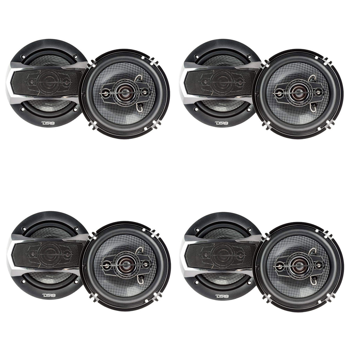 DS18 SLC-N65X SELECT 6.5" 4 Way 200W 4 Ohm Car Stereo Coaxial Speaker (8 Pack)