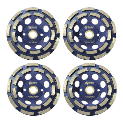 DiamaPro Systems Non Threaded 5" Double Row Concrete Grinding Cup Wheel (4 Pack)