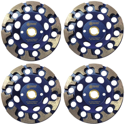 DiamaPro Systems Non Threaded 5 Inch T Segment Grinding Cup Wheel, (4 Pack)
