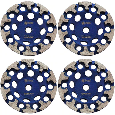 DiamaPro Systems Threaded T Segment Concrete/Stone Grinding Cup Wheel, (4 Pack)