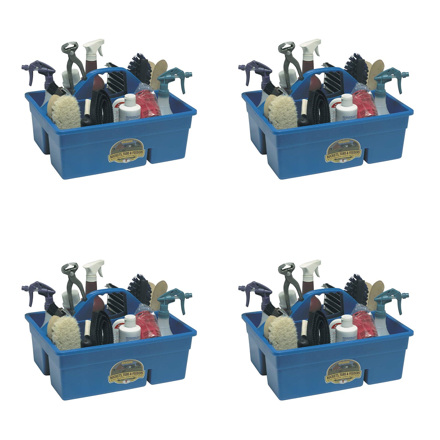 Little Giant Stable Supplies Plastic Organization DuraTote Box, Blue (4 Pack)