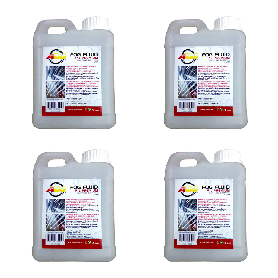 ADJ Products F1L Premium 1 Liter Water Based DJ Fog Machine Fog Fluid (4 Pack)