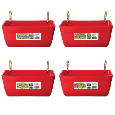 Little Giant 4.5 Quart Heavy Duty Feed Trough Bucket Fence Feeder, Red (4 Pack) - VMInnovations