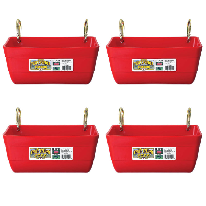 Little Giant 4.5 Quart Heavy Duty Feed Trough Bucket Fence Feeder, Red (4 Pack) - VMInnovations