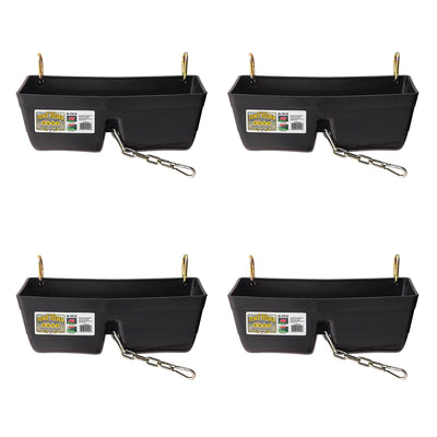 Little Giant 9 Quart Heavy Duty Feed Trough Bucket Fence Feeder, Black (4 Pack)