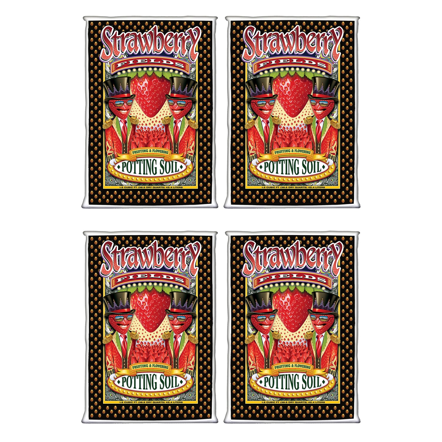 FoxFarm Strawberry Fields Flowering Garden Potting Soil, 1.5 Cubic Feet (4 Pack) - VMInnovations