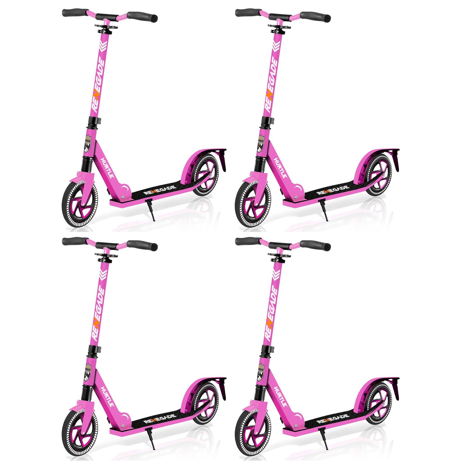 Hurtle Renegade Lightweight Foldable Adult Commuter Kick Scooter, Pink (4 Pack) - VMInnovations
