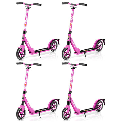 Hurtle Renegade Lightweight Foldable Adult Commuter Kick Scooter, Pink (4 Pack) - VMInnovations