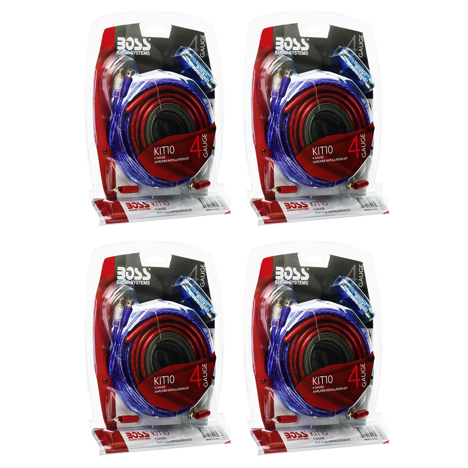 BOSS Audio KIT10 4 Gauge Car Audio Amplifier Installation Wiring Kit (4 Pack)