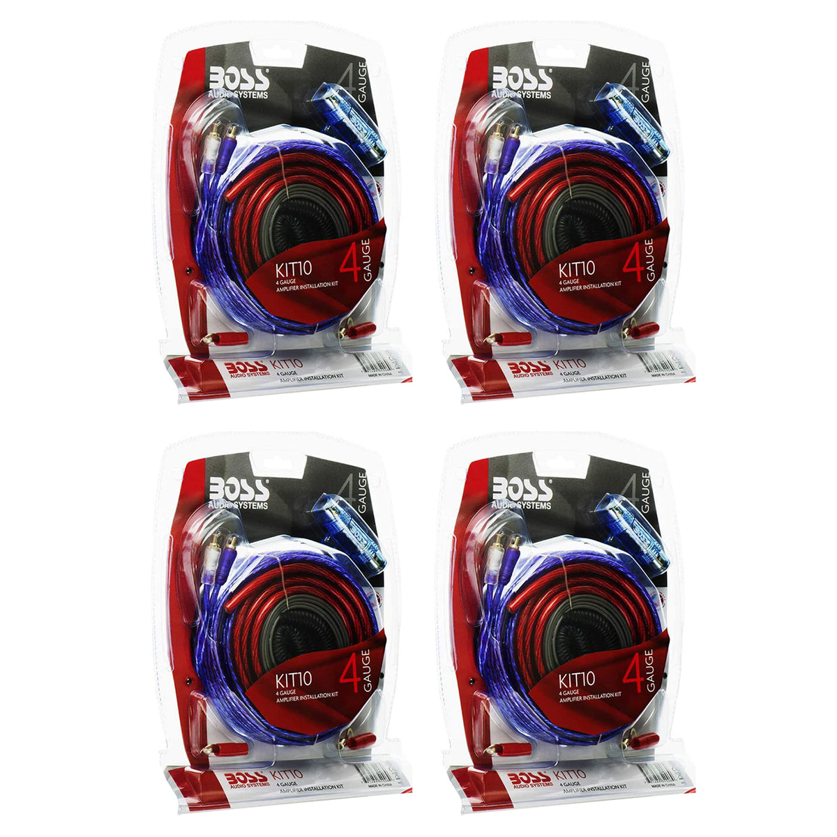 BOSS Audio KIT10 4 Gauge Car Audio Amplifier Installation Wiring Kit (4 Pack)