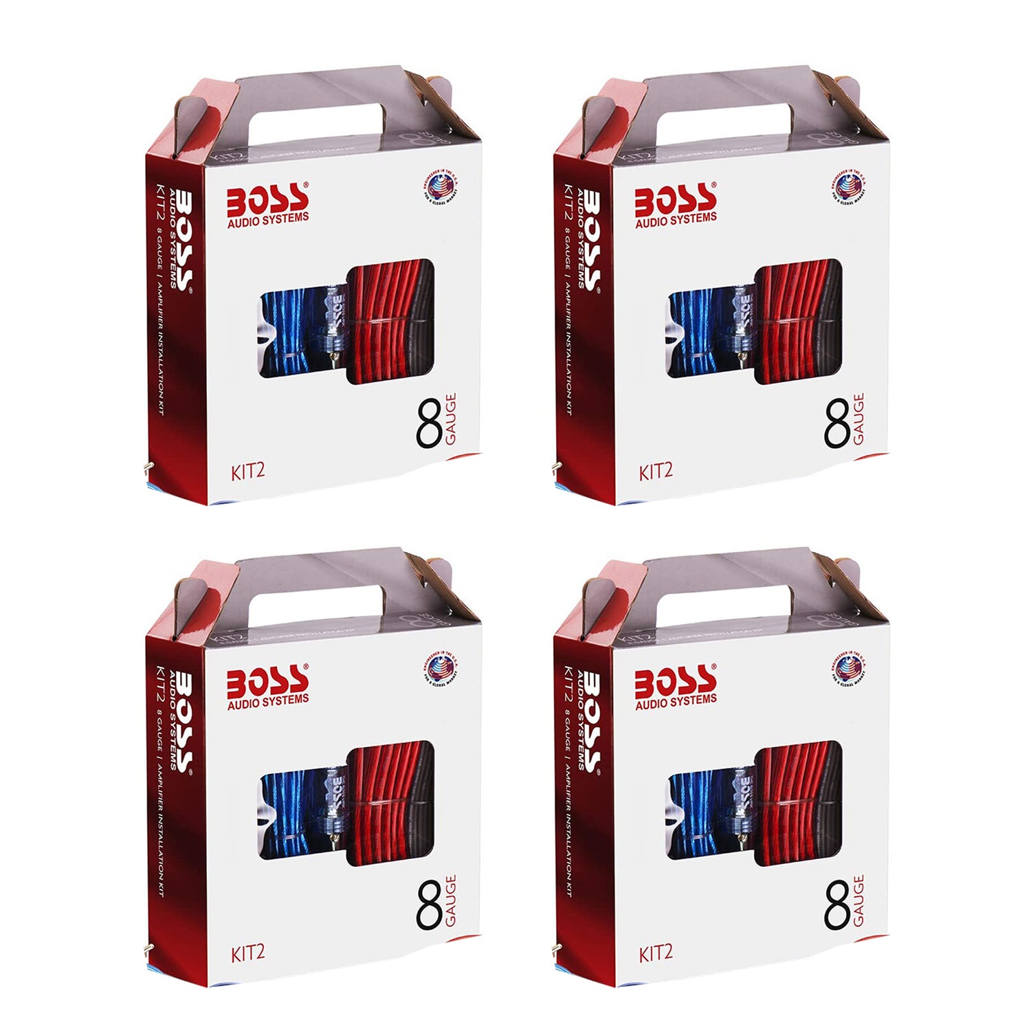 BOSS Audio KIT2 8 Gauge Complete Car Amplifier Installation Wiring Kit (4 Pack) - VMInnovations