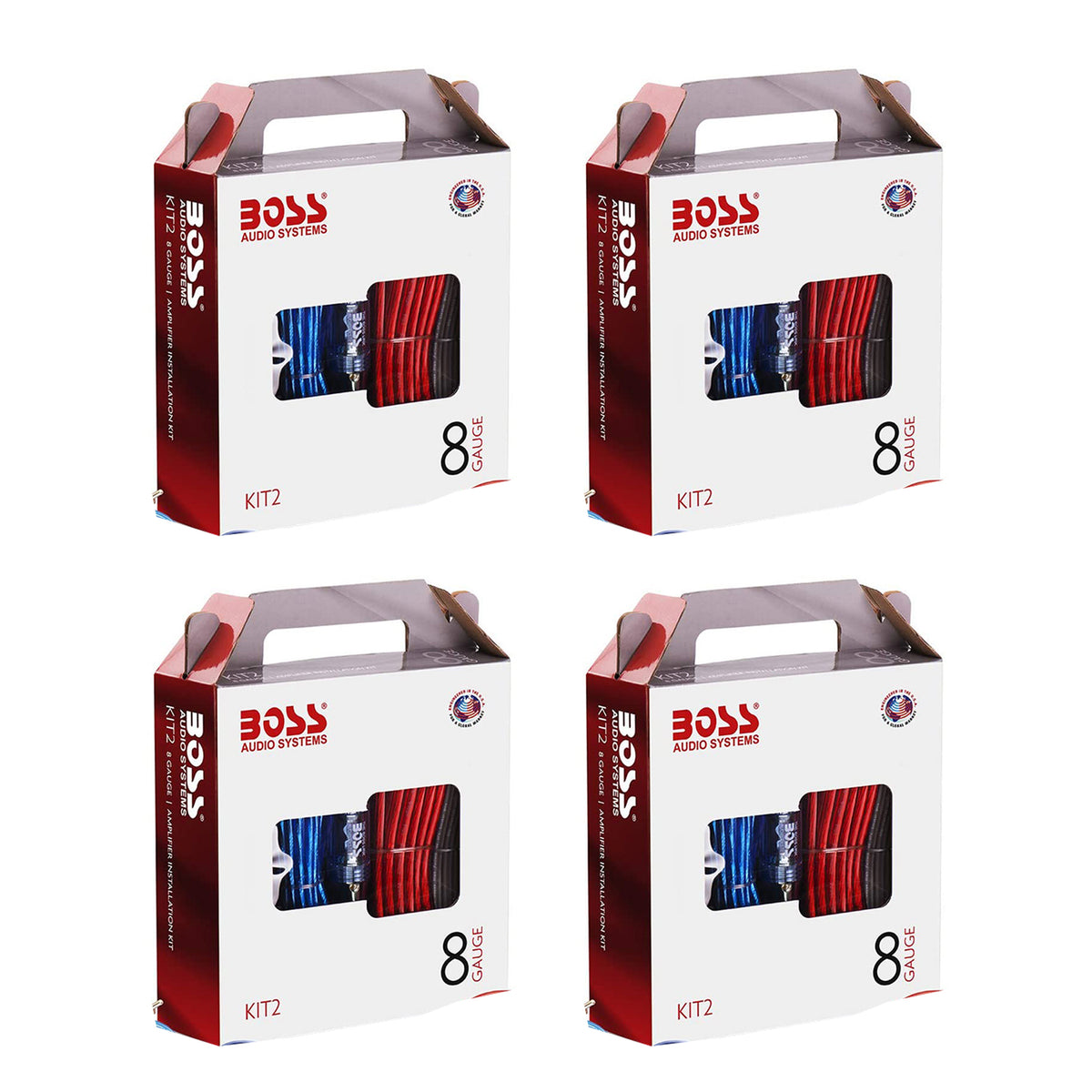 BOSS Audio KIT2 8 Gauge Complete Car Amplifier Installation Wiring Kit (4 Pack)