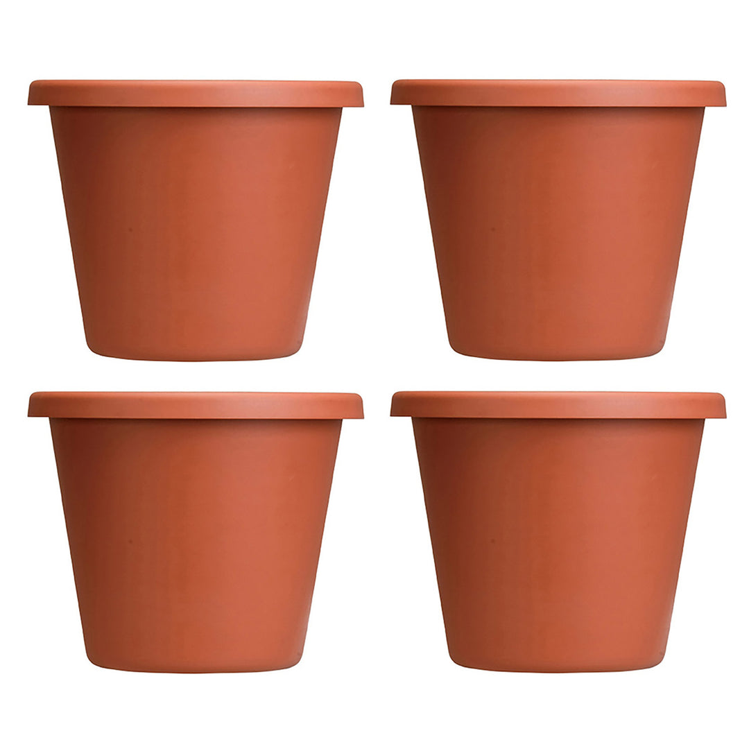 HC Companies LIA24000E35 24-Inch Indoor Plastic Round Classic Pot, Clay (4 Pack)