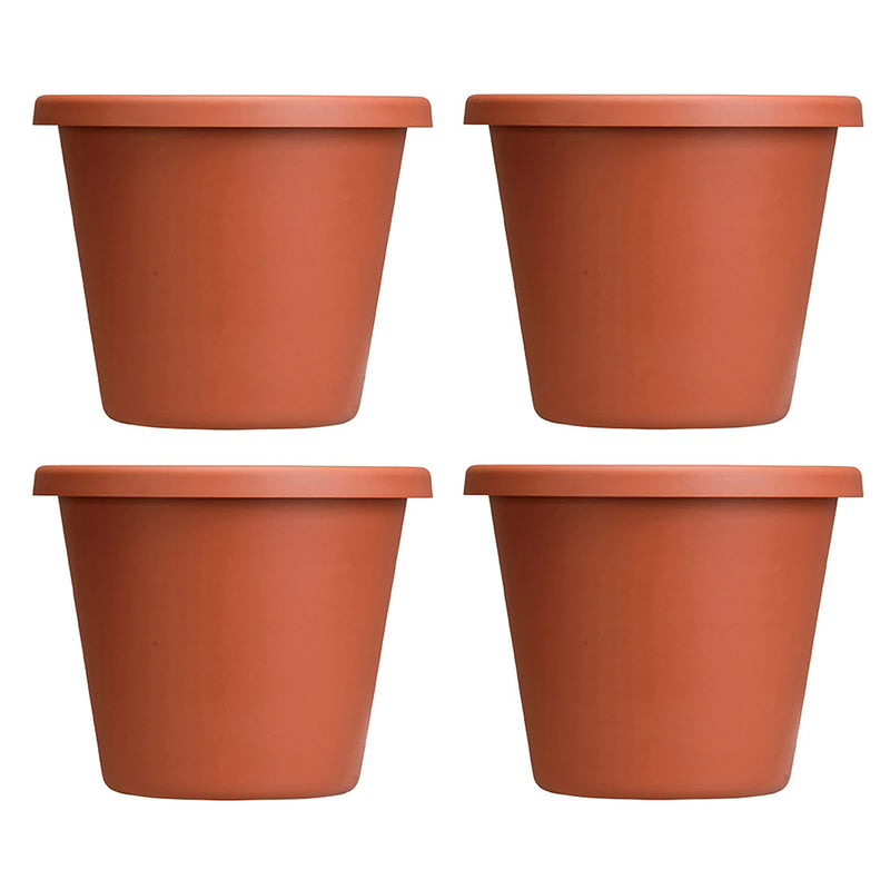 HC Companies LIA24000E35 24-Inch Indoor Plastic Round Classic Pot, Clay (4 Pack)