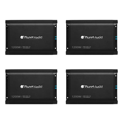 Planet Audio MB1200.1D Monoblock 1200W Class D Power Car Amp w/ Remote (4 Pack)