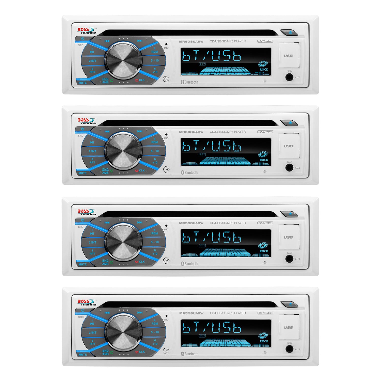 Boss CD/MP3 Marine/Boat In-Dash Player USB/AUX SD Receiver+Bluetooth (4 Pack)