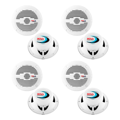 BOSS MR50W 5.25" 2-Way 150W Marine/Boat Coaxial Audio Speakers - White (4 Pack)