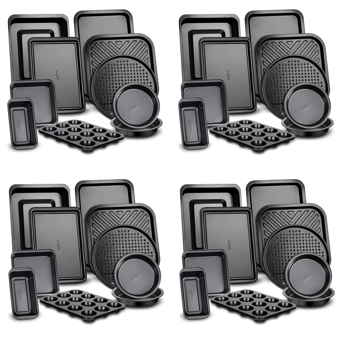 NutriChef Deluxe Nonstick Carbon Steel 10 Piece Kitchen Bakeware Set (4 Pack)