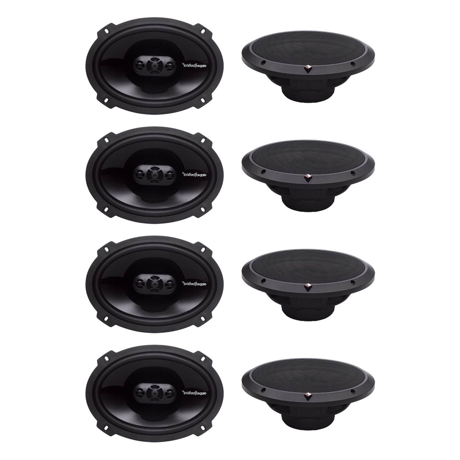 Rockford Fosgate 6 x 9" 150 W 4 Way Car Coaxial Speakers Audio, Pair (4 Pack)
