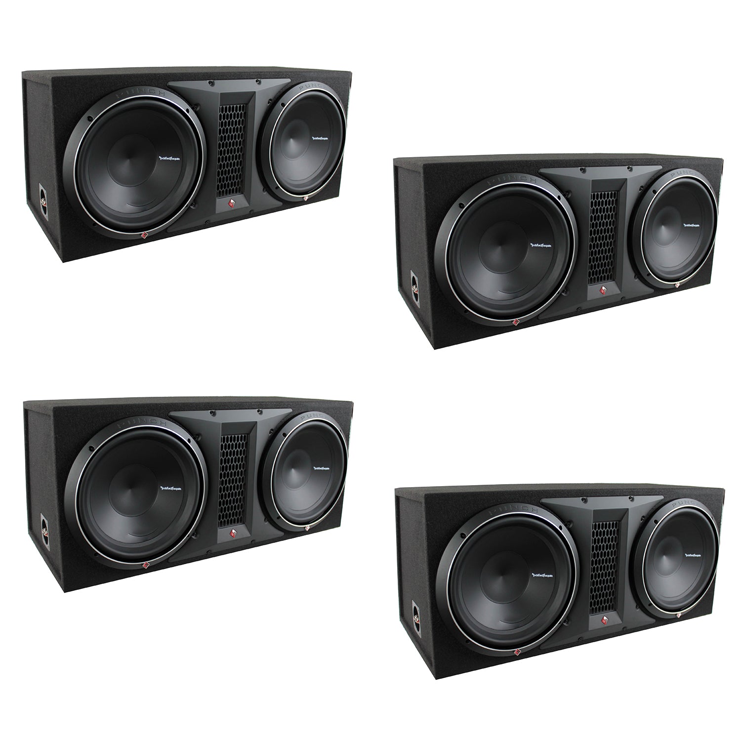 Rockford Fosgate 12" 1600 Watt Dual Loaded Subwoofer Sub Enclosure (4 Pack)